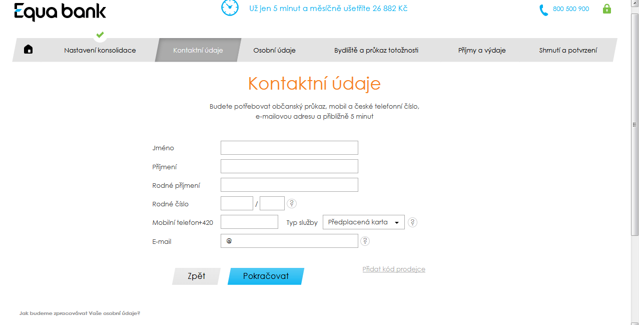 Žádost o půjčku – kontaktní údaje