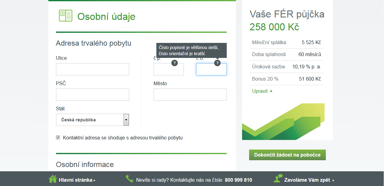 Jak podat žádost o půjčku – adresa trvalého pobytu