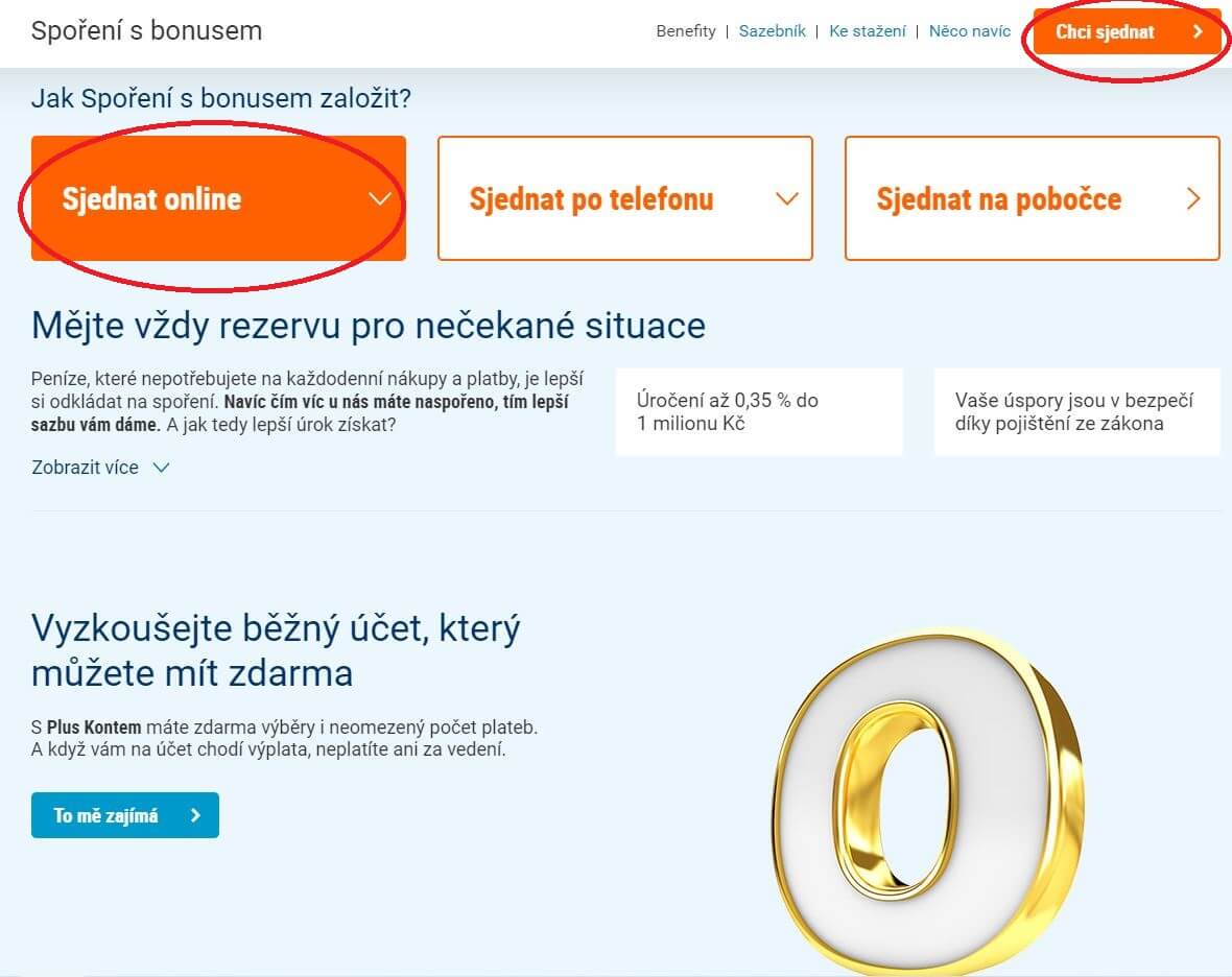 Založení spořicího účtu ČSOB online