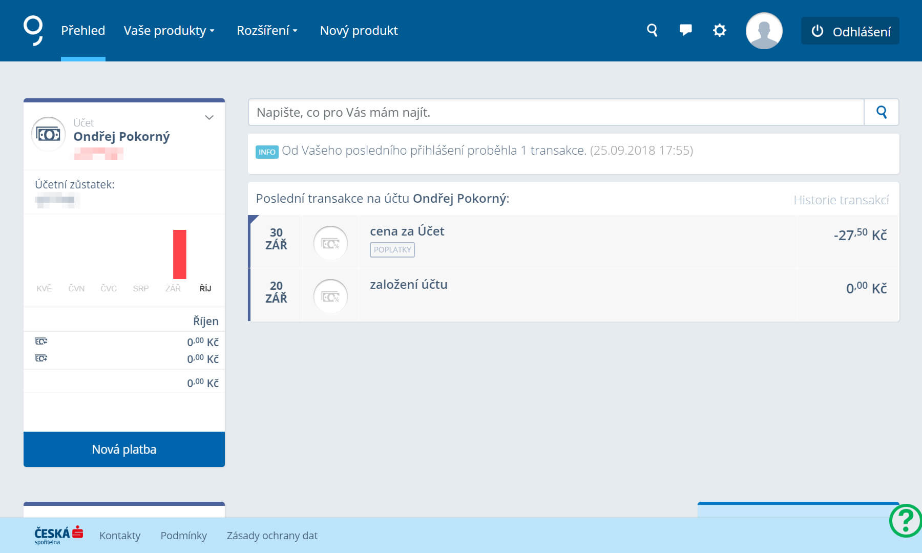 Úvodní stránka – internetové bankovnictví České spořitelny