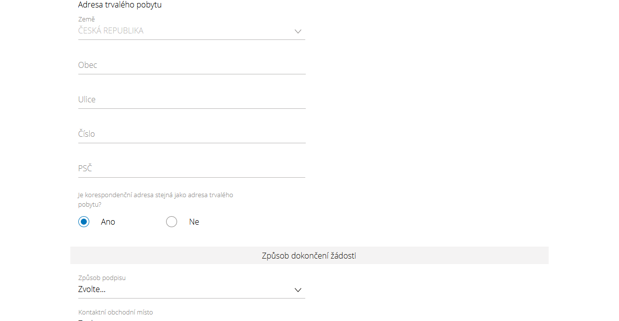Žádost o půjčku – osobní údaje