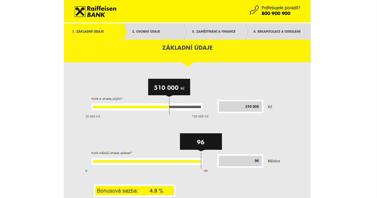 Žádost o půjčku – základní údaje