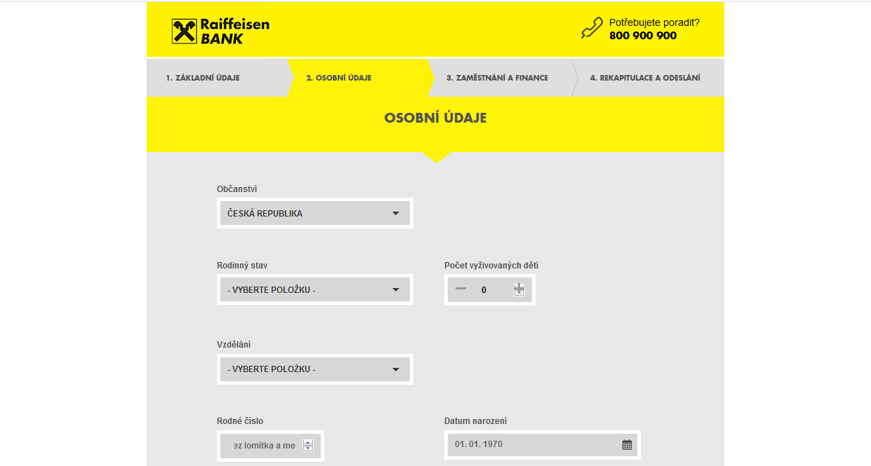 Žádost o půjčku – osobní údaje
