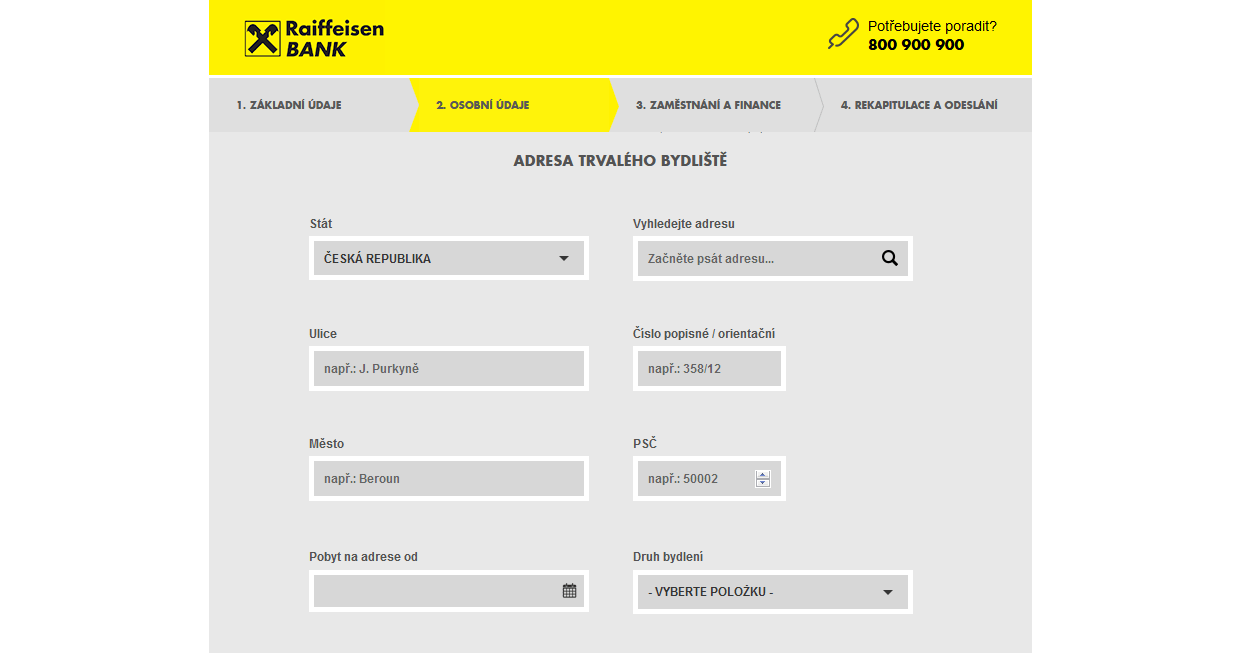Žádost o půjčku – adresa trvalého bydliště