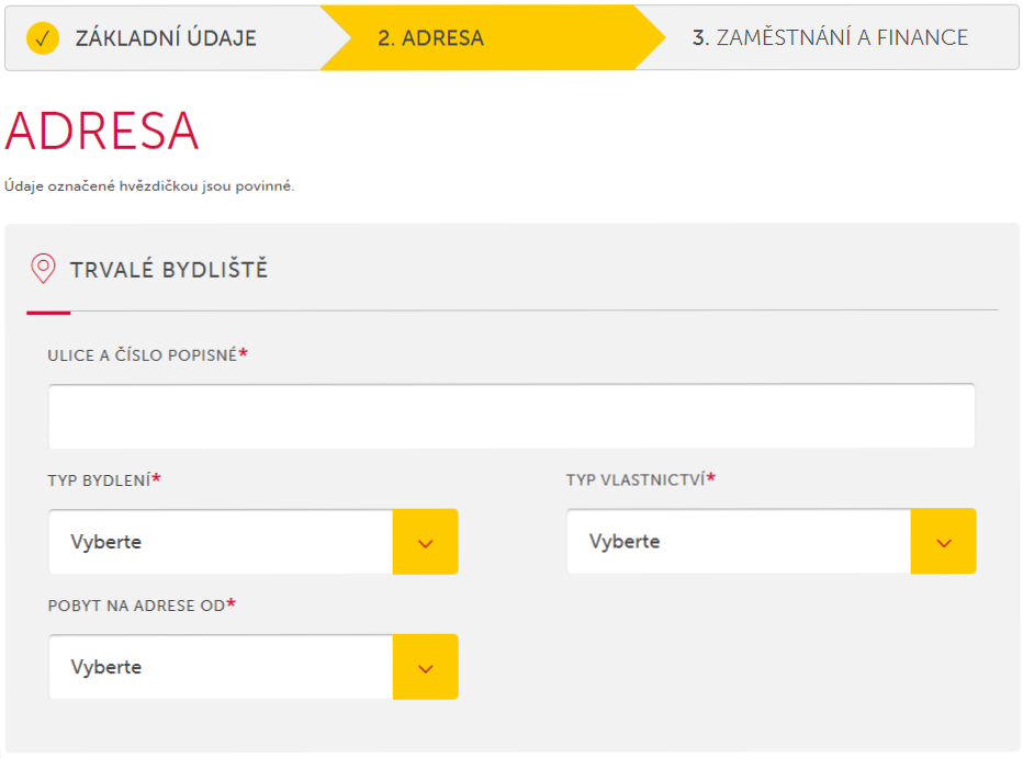 Průběh žádosti – bydliště
