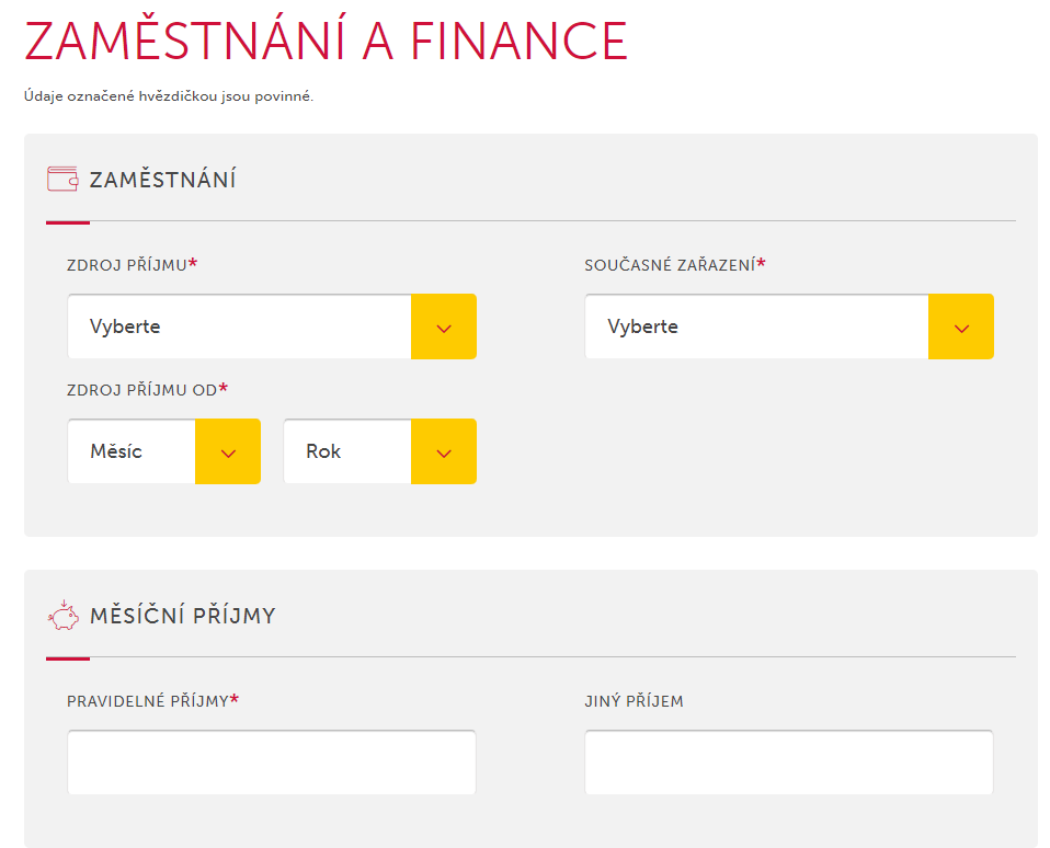 Žádost o půjčku – zaměstnání a finance