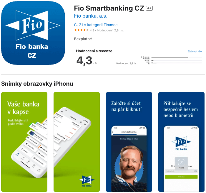 Fio banka aplikace v App Store