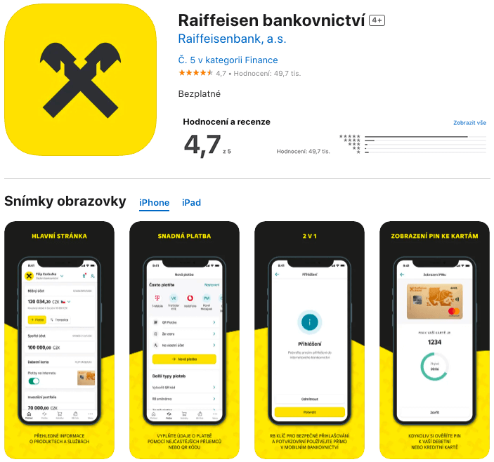 Raiffeisenbank aplikace v App Store