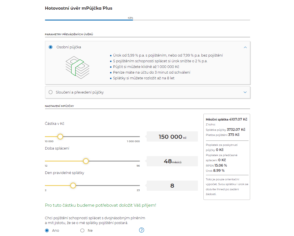 Žádost o půjčka – parametry půjčky