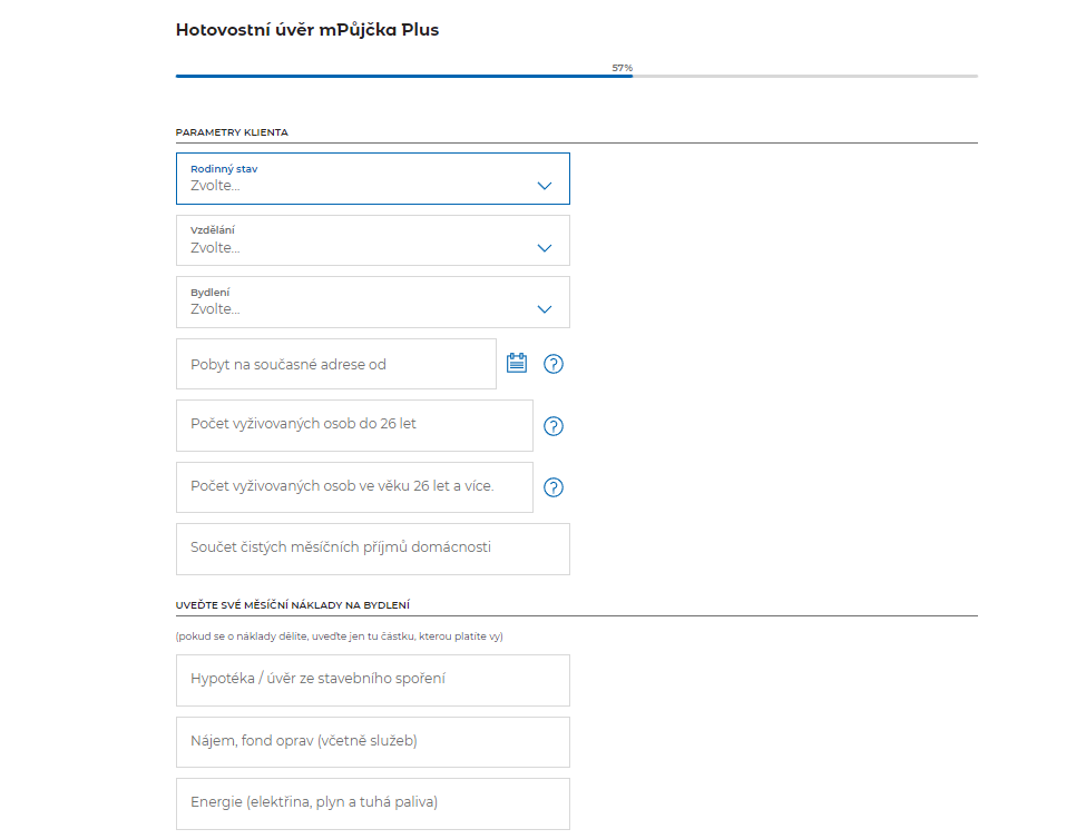 Žádost o půjčku – údaje