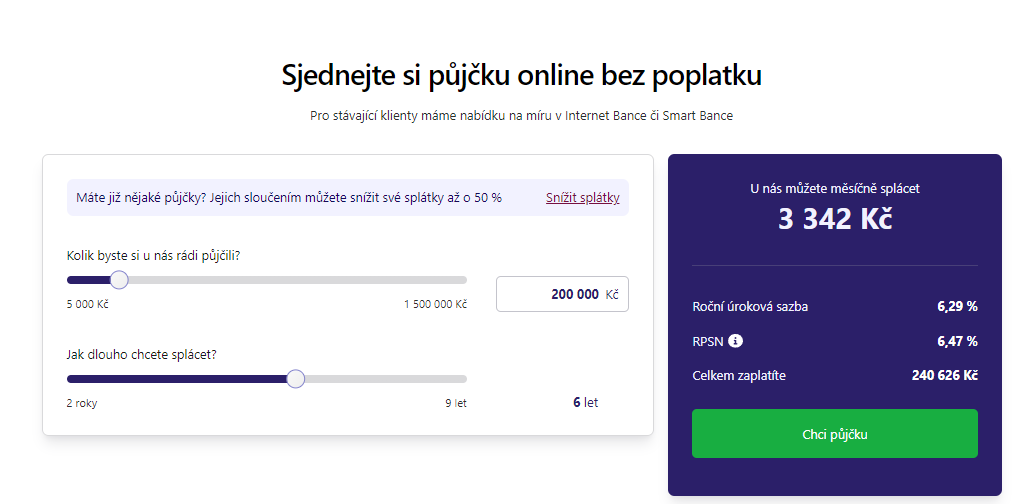 Žádost o půjčku – parametry