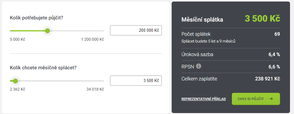 Žádost o půjčku – Parametry půjčky