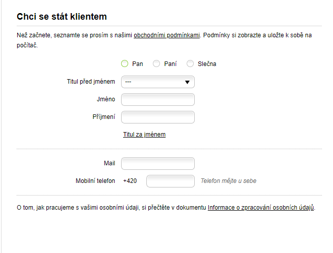 Žádost o půjčku: Osobní údaje