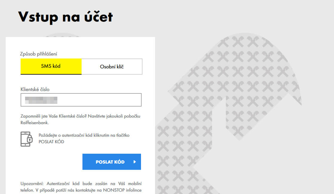 Přihlášení – internetové bankovnictví Raiffeisenbank
