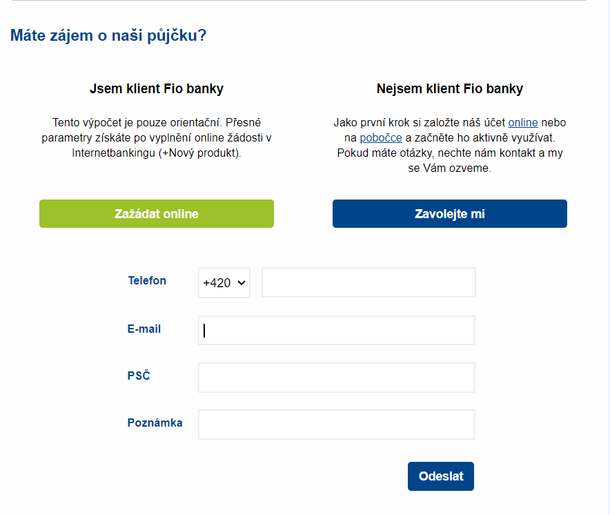 Žádost o půjčku nejste-li klientem