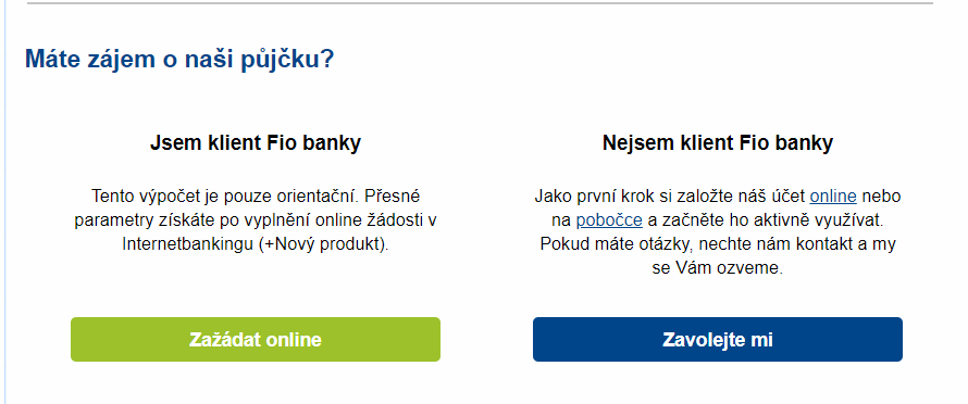 Žádost o půjčku – klient banky online
