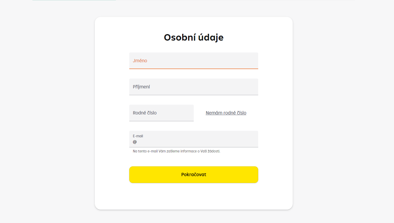 Žádost o půjčku – osobní údaje