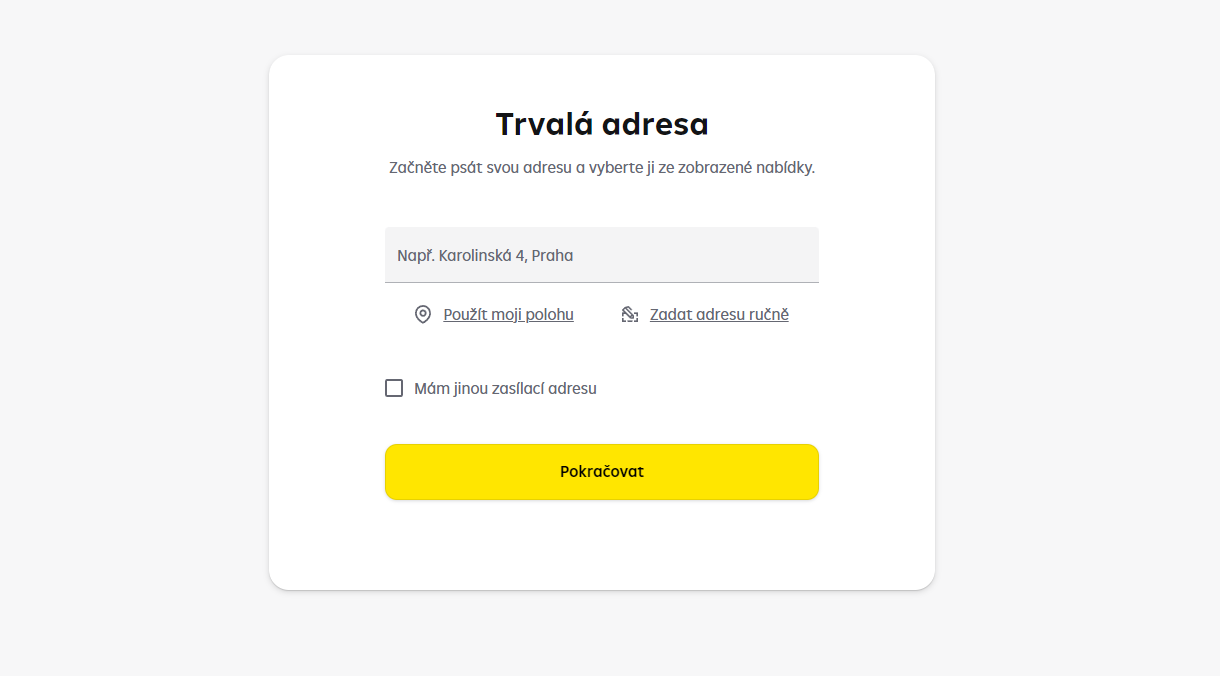 Žádost o půjčku – trvalá adresa