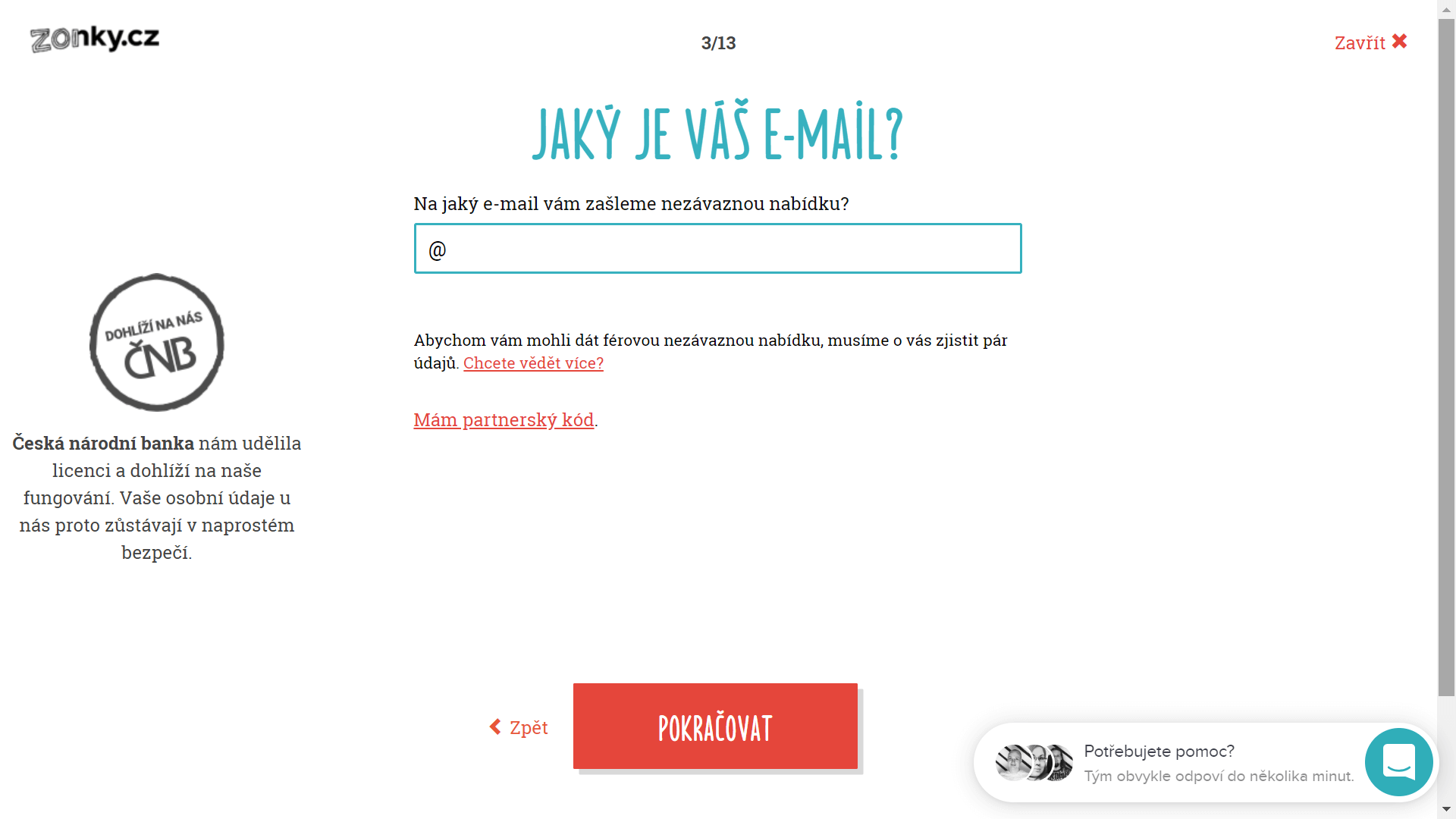 Žádost o půjčku – email