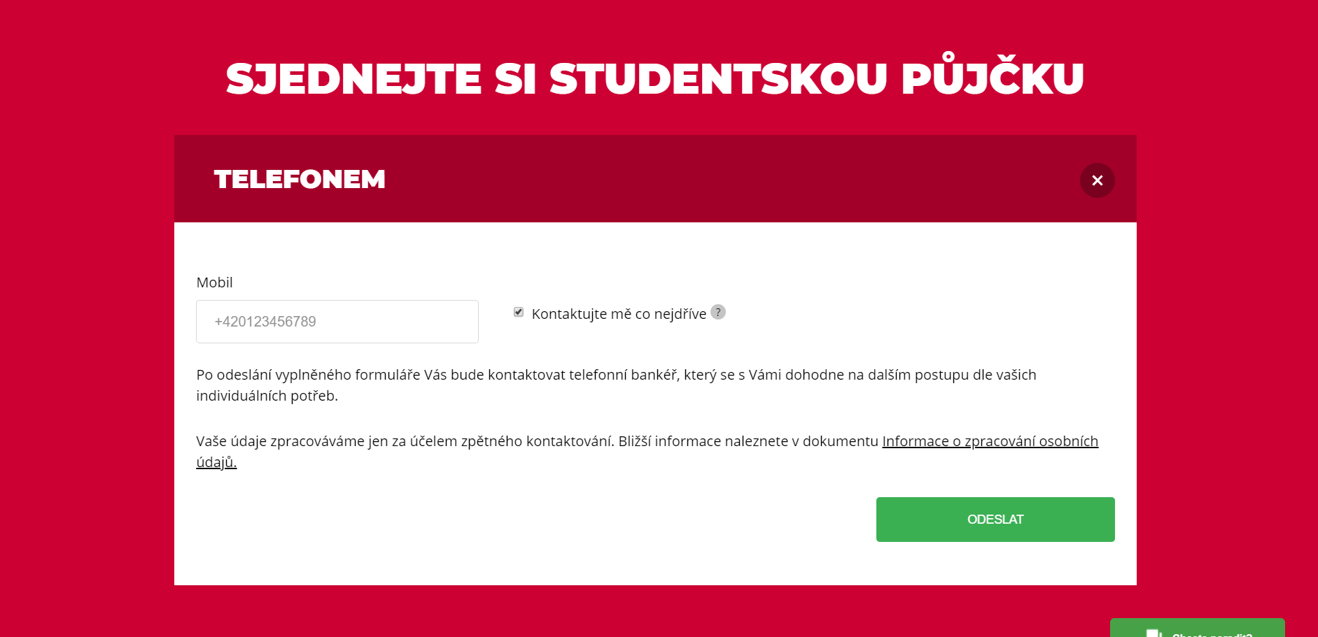 Žádost o půjčku